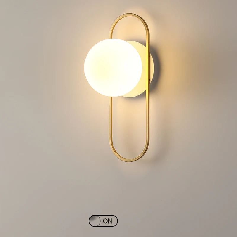 Contemporary Glass Ball Wall Sconce In Gold or Black Accent