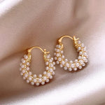 Load image into Gallery viewer, Bold Pearl Accented Hoop Earrings
