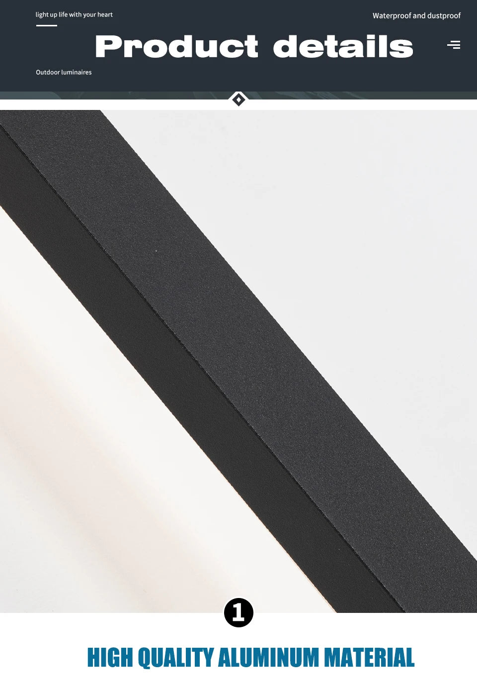 Black Minimalist Long Strip Outdoor LED Wall Sconce