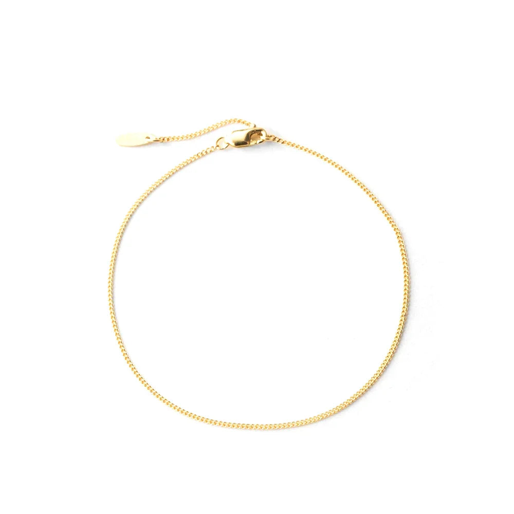 18k s925 minimal thin curb bracelet