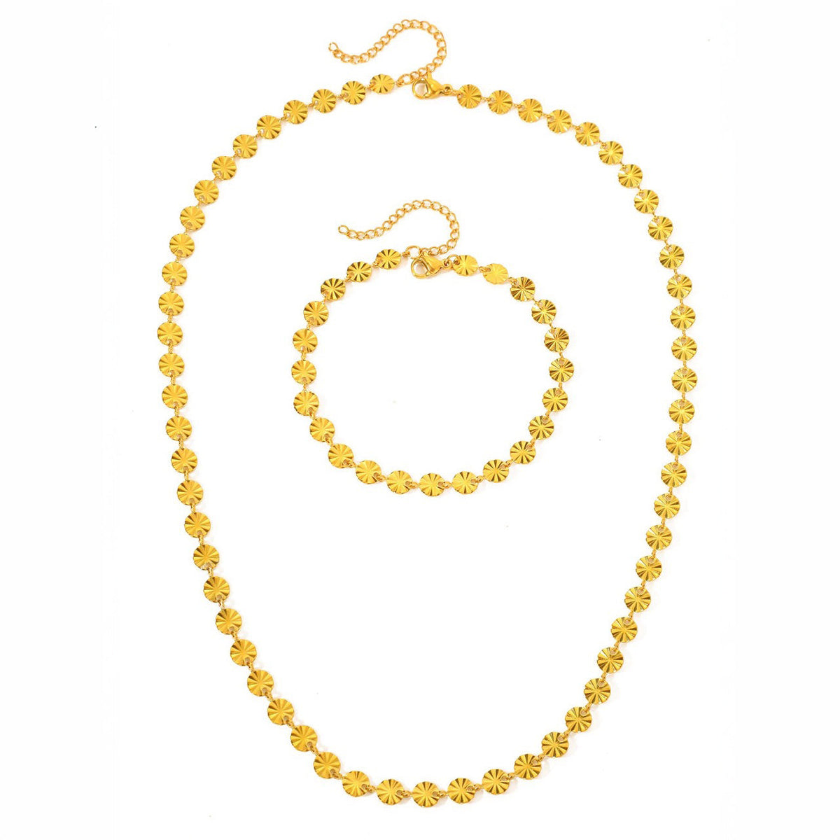 Circle spiral bracelet and necklace set