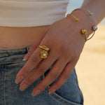 Load image into Gallery viewer, Adjustable Pearl Camellia Flower Ring
