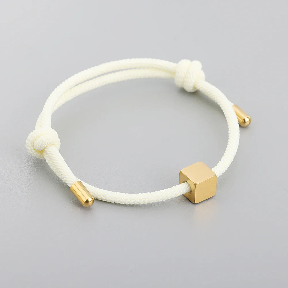 Adjustable Couples Box Letter Initial Bracelets