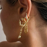 Load image into Gallery viewer, 18k Geometric Diamond Accented Earrings

