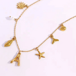 Load image into Gallery viewer, Ocean Charm Letter Necklace
