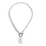 Load image into Gallery viewer, Chunky Paperclip Crystal Waterdrop Circle Bar Clasp Necklace
