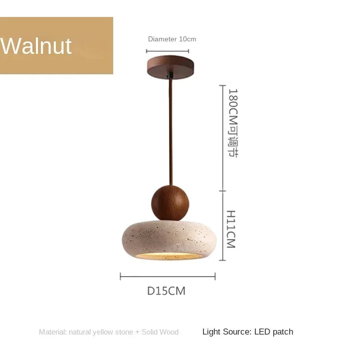 Vintage Pendant Light Fixture with Natural Yellow Agate Stone