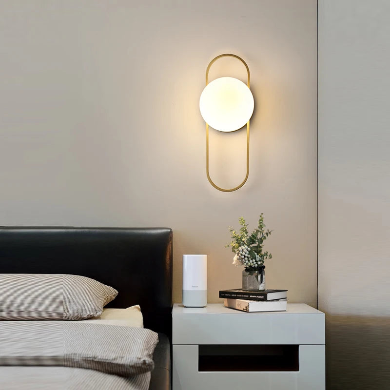 Modern Black & Gold Glass Ball Indoor Wall Sconces