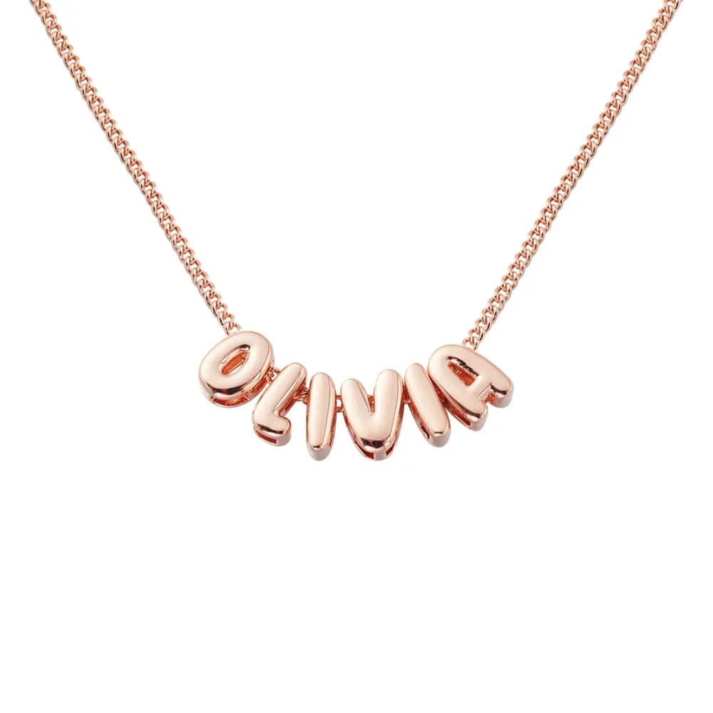 Curved Bubble Letter Necklace
