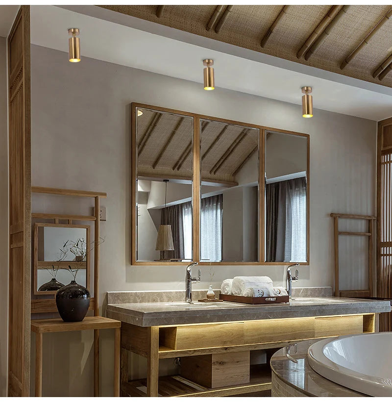 Modern Black &amp; Gold Flush-Mount Ceiling Spotlight Track Lighting Fixture