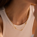 Load image into Gallery viewer, 16k Dainty Triple Bead Accent Necklace
