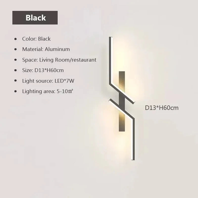 Modern Minimalist LED Wall Light Fixture In Black or Gold
