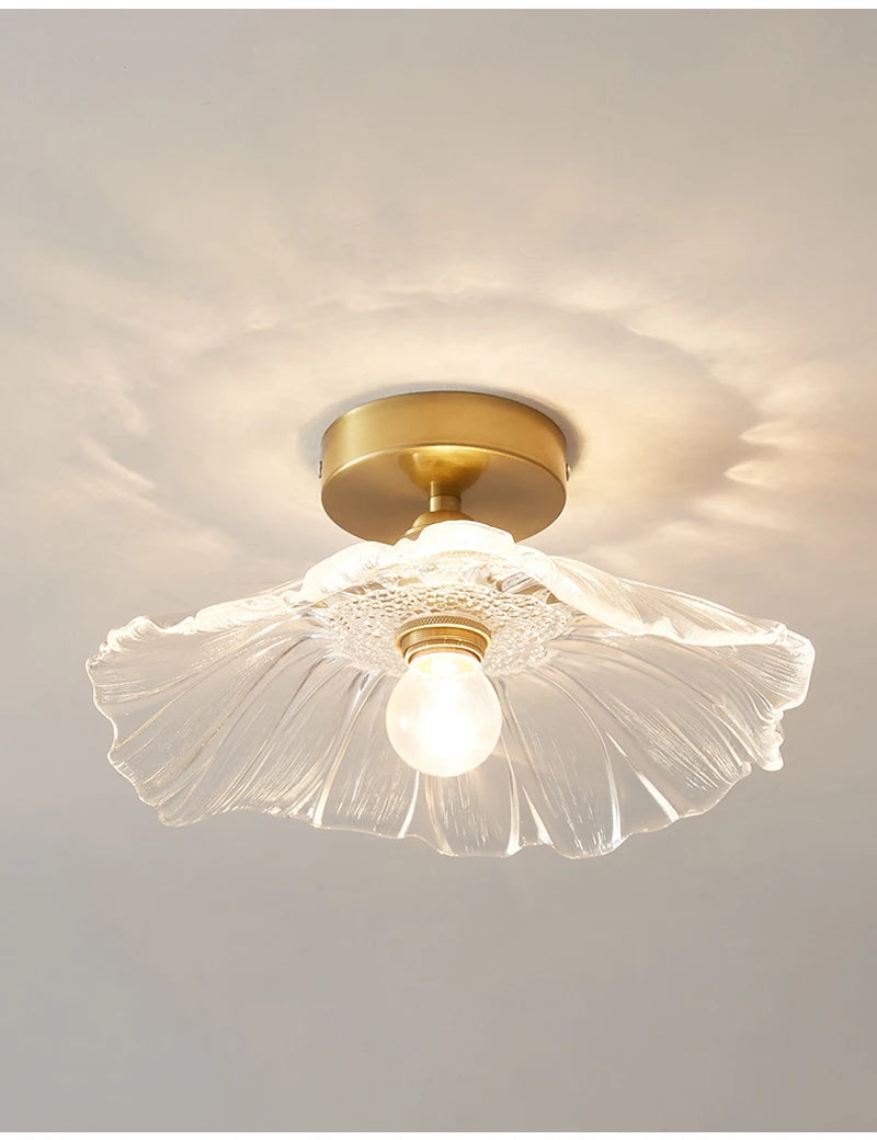 Floral Glass Flush Mount Ceiling Light Fixture