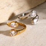 Load image into Gallery viewer, Teardrop Diamond Accented Wrap Ring
