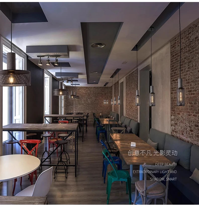 Vintage Concrete Tone Pendant Light Fixture