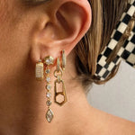 Load image into Gallery viewer, 18k Geometric Diamond Accented Earrings
