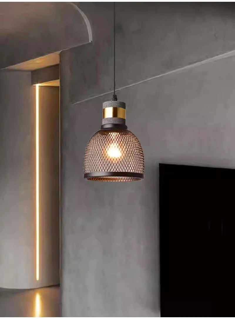 Vintage Concrete Tone Pendant Light Fixture