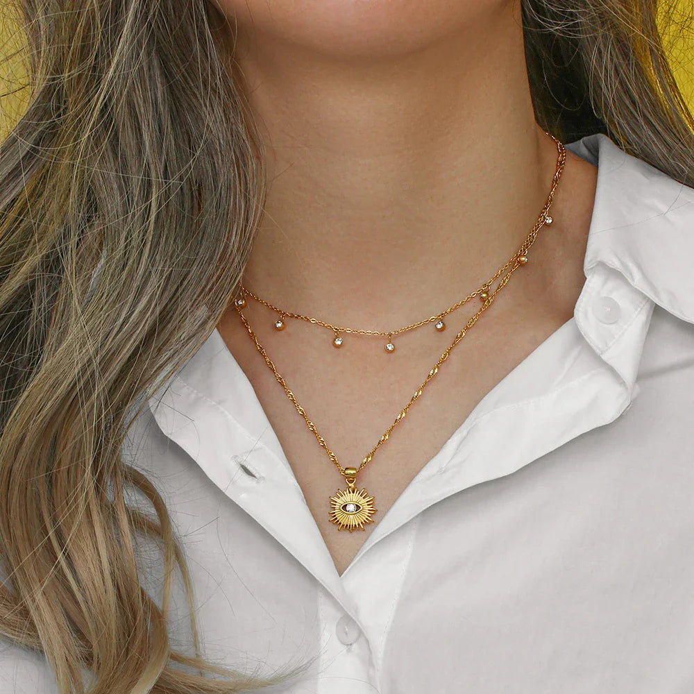 Dainty diamond evil eye necklace
