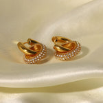 Load image into Gallery viewer, 18k Dainty Huggie Diamond Dangle Earrings
