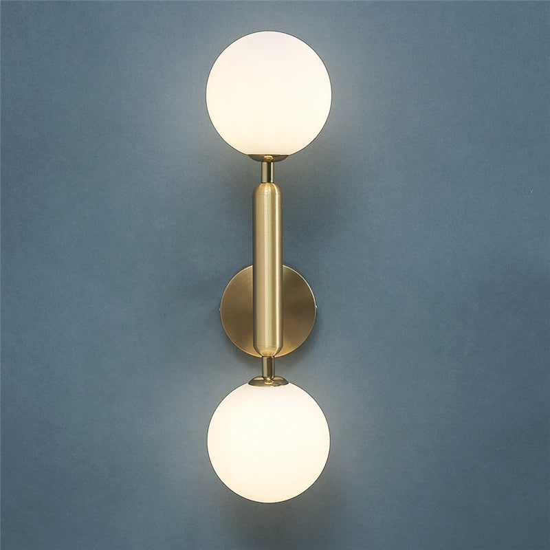 Golden Contemporary Glass Ball Wall Light Fixture