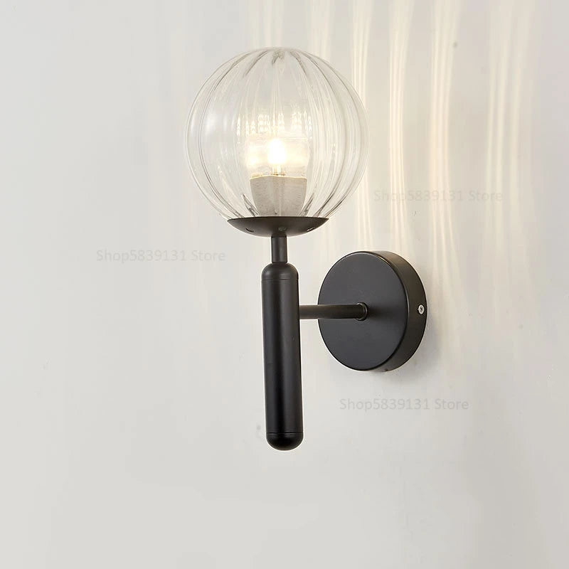 Metal Glass Ball Wall Lamp Light Fixture