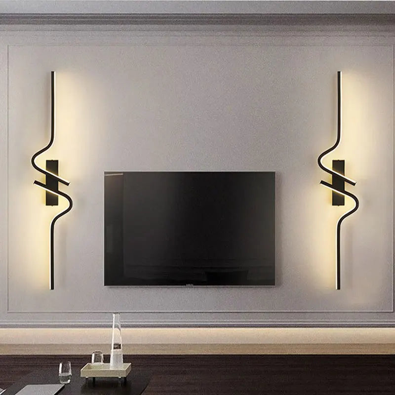 Black Modern Wave Design Indoor Wall Light
