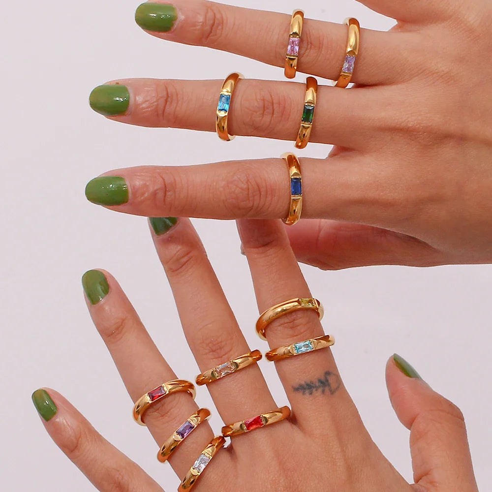 18k Baguette Cut Fine Birthstone Ring