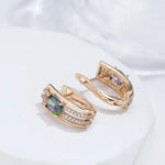 Load image into Gallery viewer, C Shaped Diamond Accented Centerpiece Earrings
