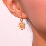 Load image into Gallery viewer, Dainty Sun Charm Textured Earring
