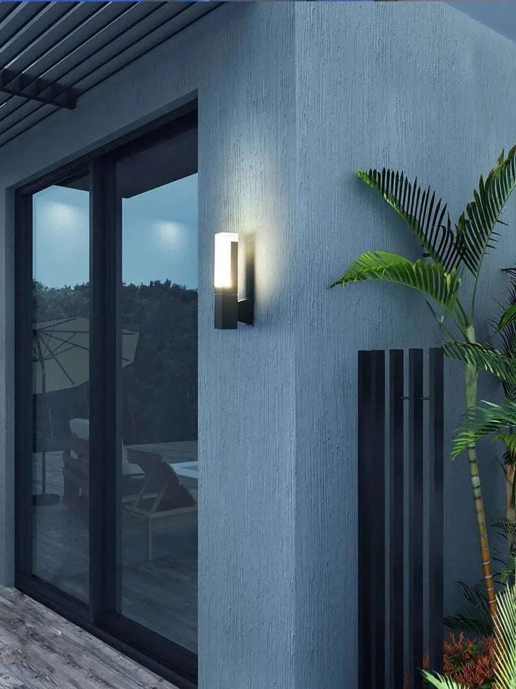 Black Modern Outdoor LED Wall Sconce with PIR Sensor