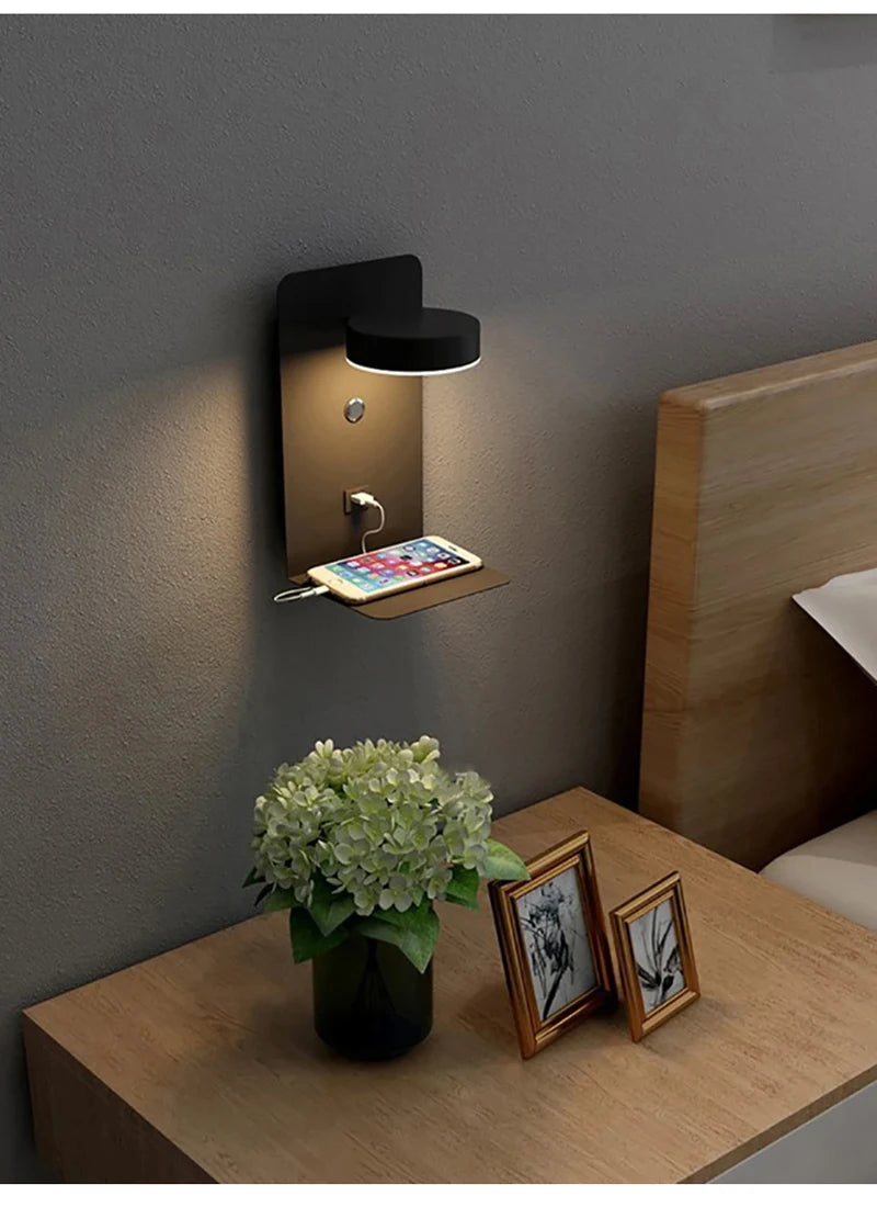 Sleek LED Indoor Wall Light With Mobile Phone Charging Port