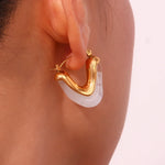 Load image into Gallery viewer, 18k Classy V Hoop Earrings
