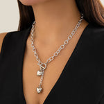 Load image into Gallery viewer, Bold Chunky Chain Link Dual Heart Lariat Necklace &amp; Bracelet
