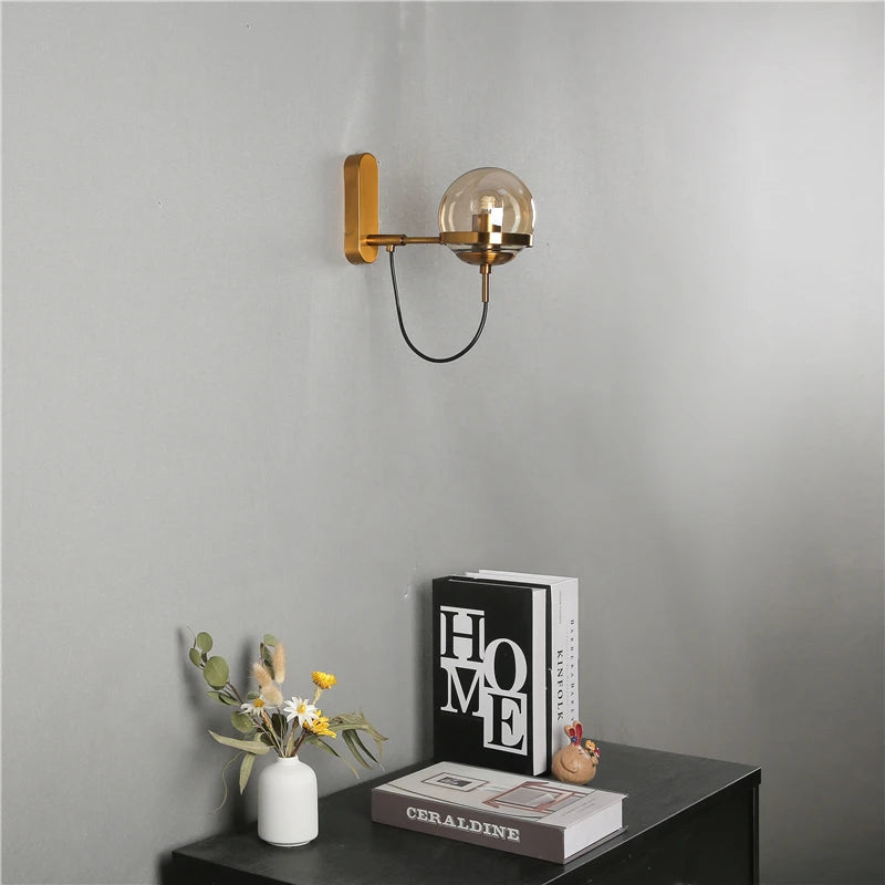 Vintage Glass Globe Modern Wall Lamp Light Fixture