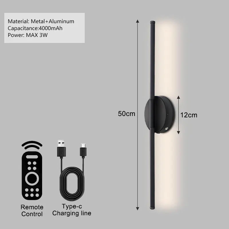 Wireless Rechargeable LED Wall Lamps with Remote Control &amp; Touch Switch
