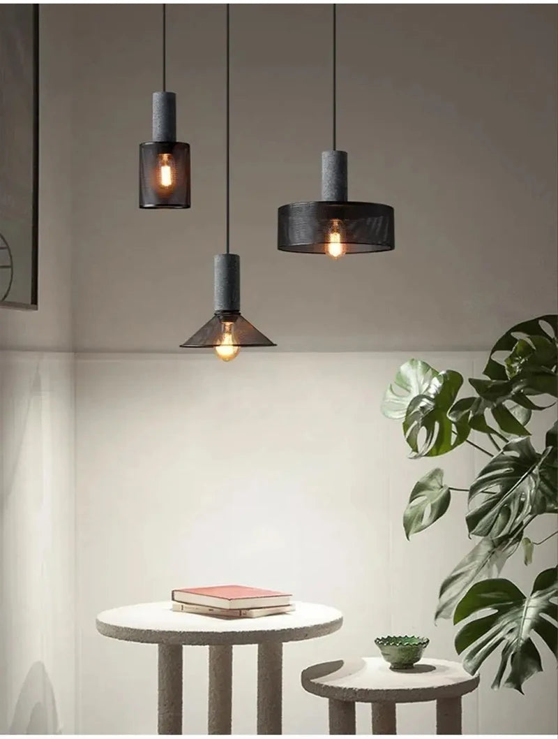 Vintage Concrete Tone Pendant Light Fixture