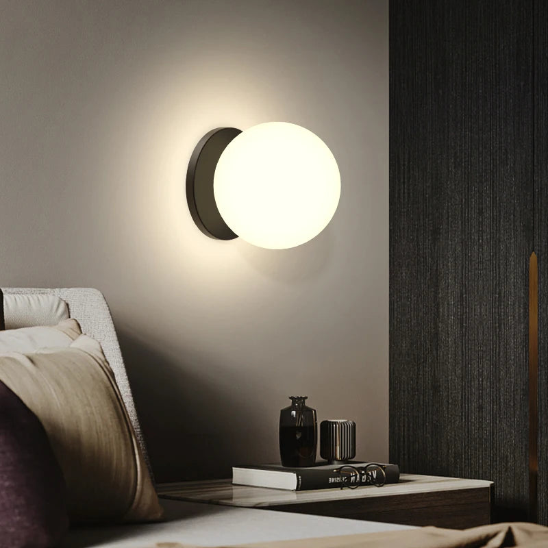 Modern LED Wall Lamps Lighting with Glass Ball for Bedroom Living Room