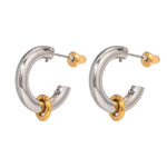 Load image into Gallery viewer, Two Tone Classic C Dual Ring Hoop Earrings
