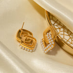 Load image into Gallery viewer, 18k Textured Dual Squircle Earrings
