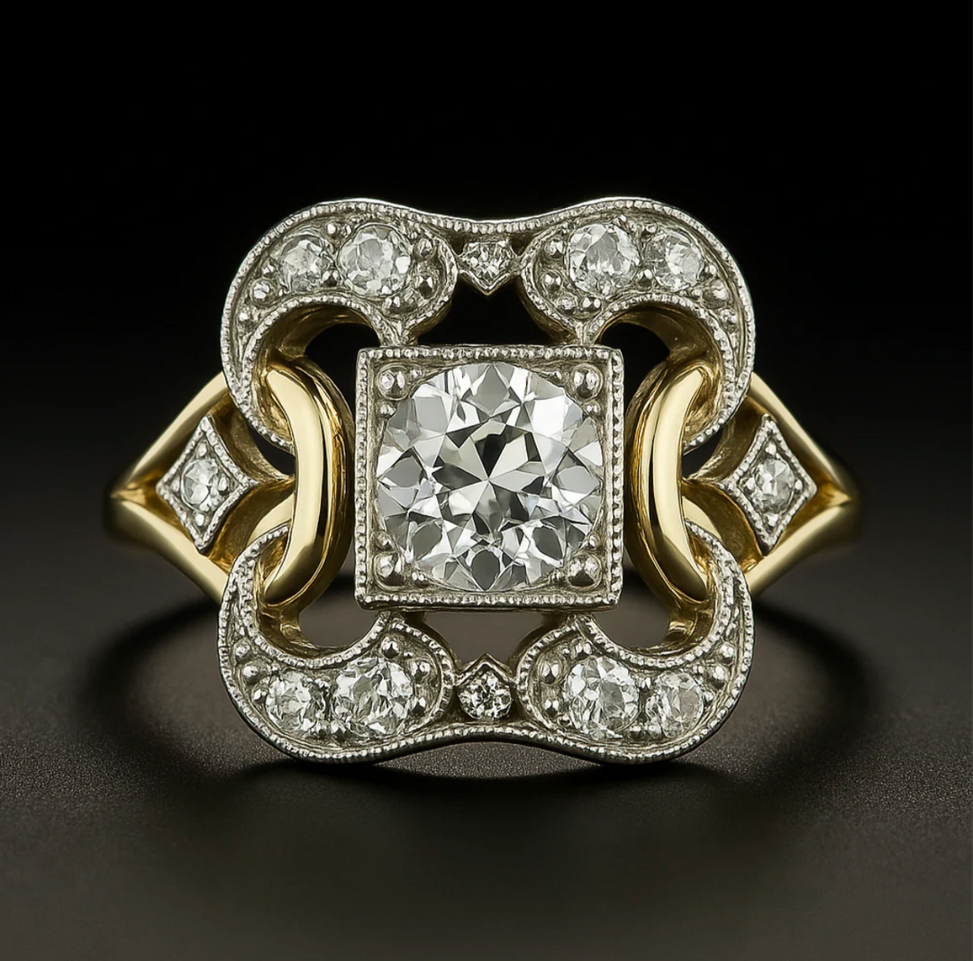 Luxurious Zirconia Vintage Ring in Gold