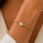 Load image into Gallery viewer, Dainty Gold Beaded Pearl Bracelets

