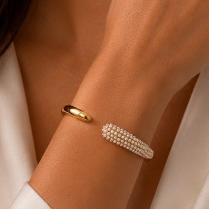 Accented Classy Bangle Cuff Bracelets