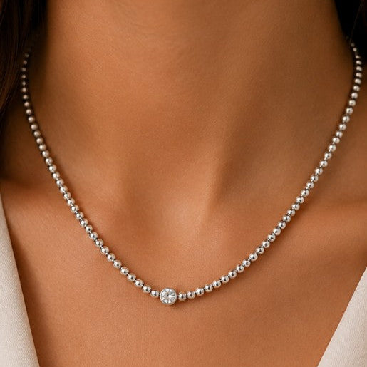 18k beaded diamond center necklace and bracelets
