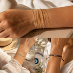 Load image into Gallery viewer, 6pc Classic Bracelet Stack | Protective Evil Eye &amp; Delicate Wave Chain Jewelry Bundle

