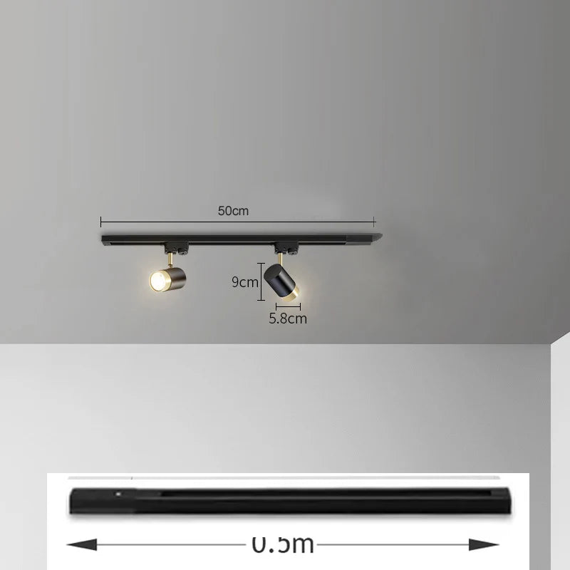 Multi-Angle Adjustable Flush-Mount Spotlight Track Lighting Fixture