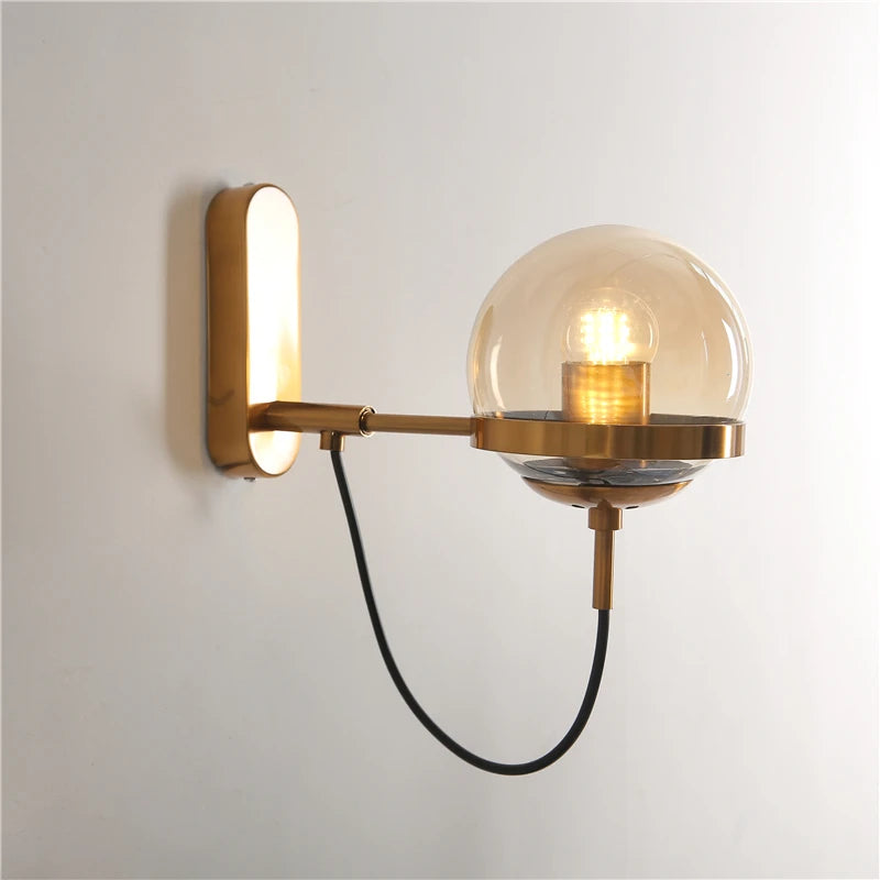 Vintage Glass Globe Modern Wall Lamp Light Fixture