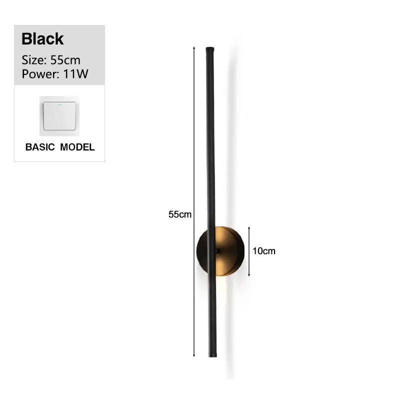 Modern Black 360° Rotatable LED Wall Lamp with Touch Switch