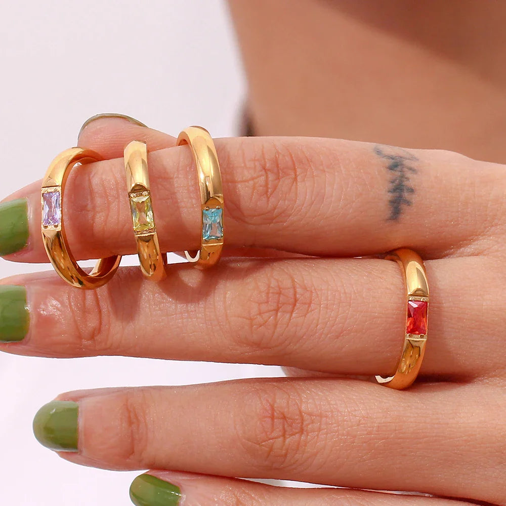 18k Baguette Cut Fine Birthstone Ring