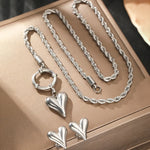 Load image into Gallery viewer, Rope Chain Anchor Clasp Heart Necklace and Earring Set
