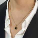 Load image into Gallery viewer, 18k Obsidian Oval Necklace
